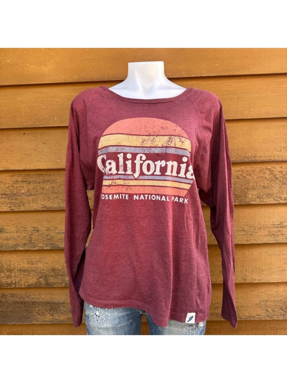 Unwind By League California Yosemite National Park Womens Maroon Long Sleeve Gra